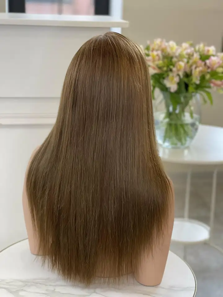 Headband Wigs Human Hair Straight Brown 30 Inch Lace Front Wigs Cuticle Alignment