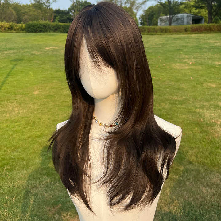 Natural Black Curly Straight High Temperature Fiber Silk Wig