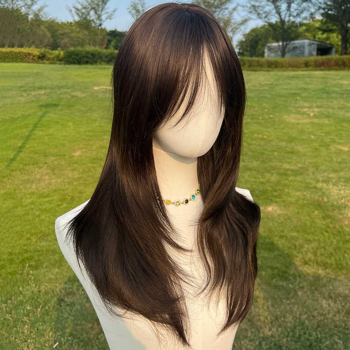 Natural Black Curly Straight High Temperature Fiber Silk Wig