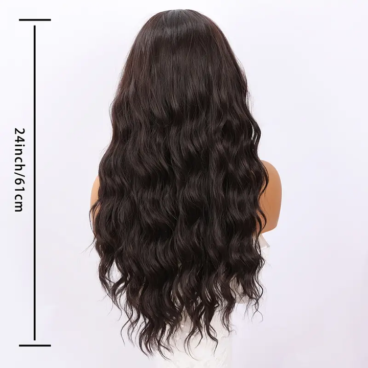 26 inch long brown body wave lace front wig -- natural looking.