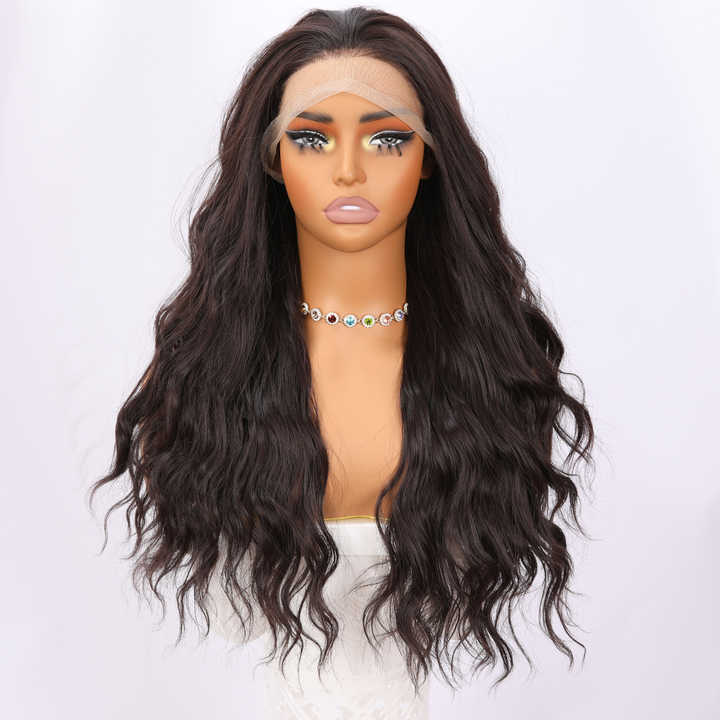 26 inch long brown body wave lace front wig -- natural looking.