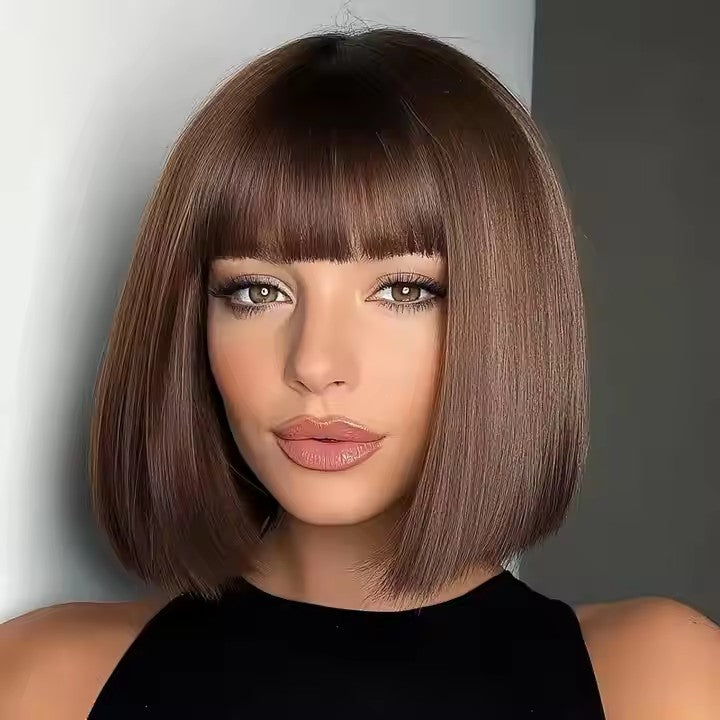 new burst fashion wig female gradient gray straight hair high temperature