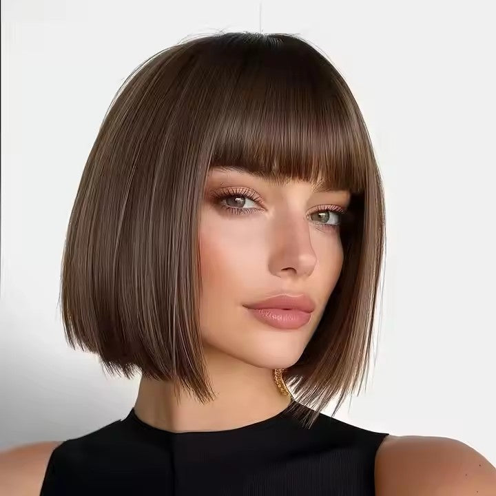 new burst fashion wig female gradient gray straight hair high temperature