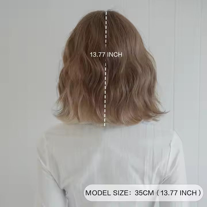 14 Inch Short Brown Curly Synthetic Heat Resistant Wig With Bangs