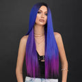 Purple Synthetic Wig 32 Inch Long Straight Center Parted Heat Resistant Fiber Wig