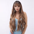 Fashion Wigs Brown Gradient Wavy Curly Hair Synthetic Women White Women Wigs