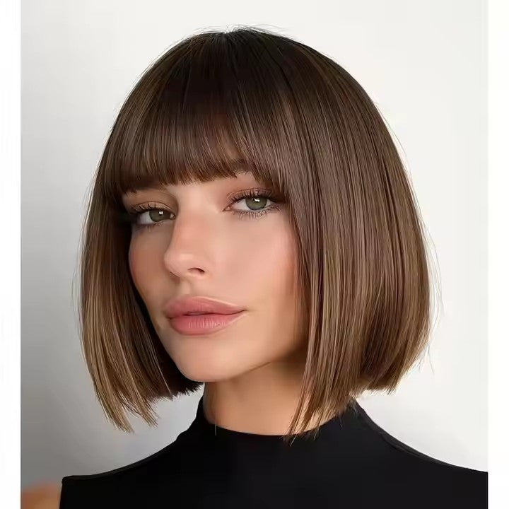 new burst fashion wig female gradient gray straight hair high temperature