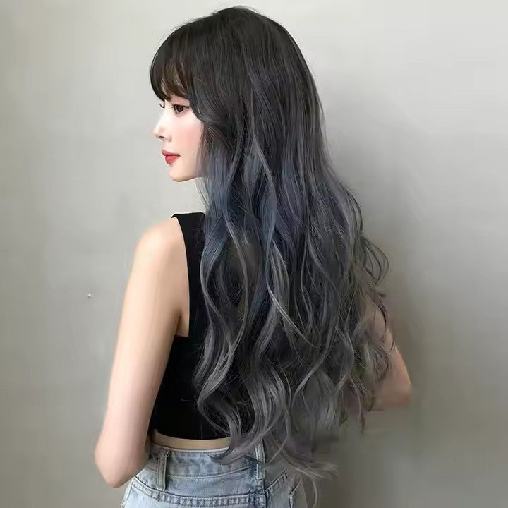 Blue Gray Curly Wigs Wholesale Heat Resistant Fiber