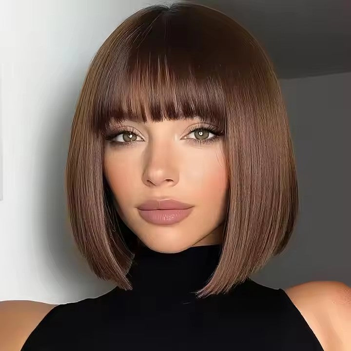 new burst fashion wig female gradient gray straight hair high temperature