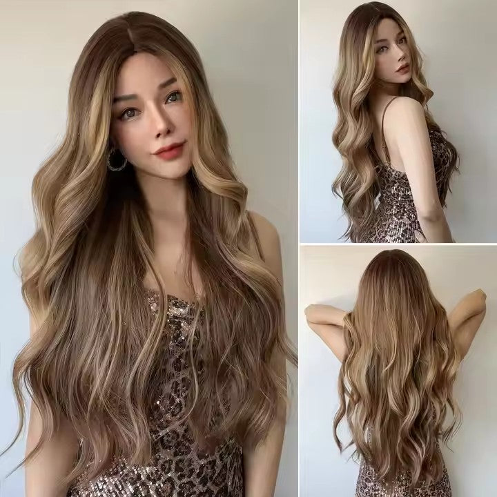 Fashion Wigs Synthetic Wigs Future Fiber Brown Highlights Dye Gradient