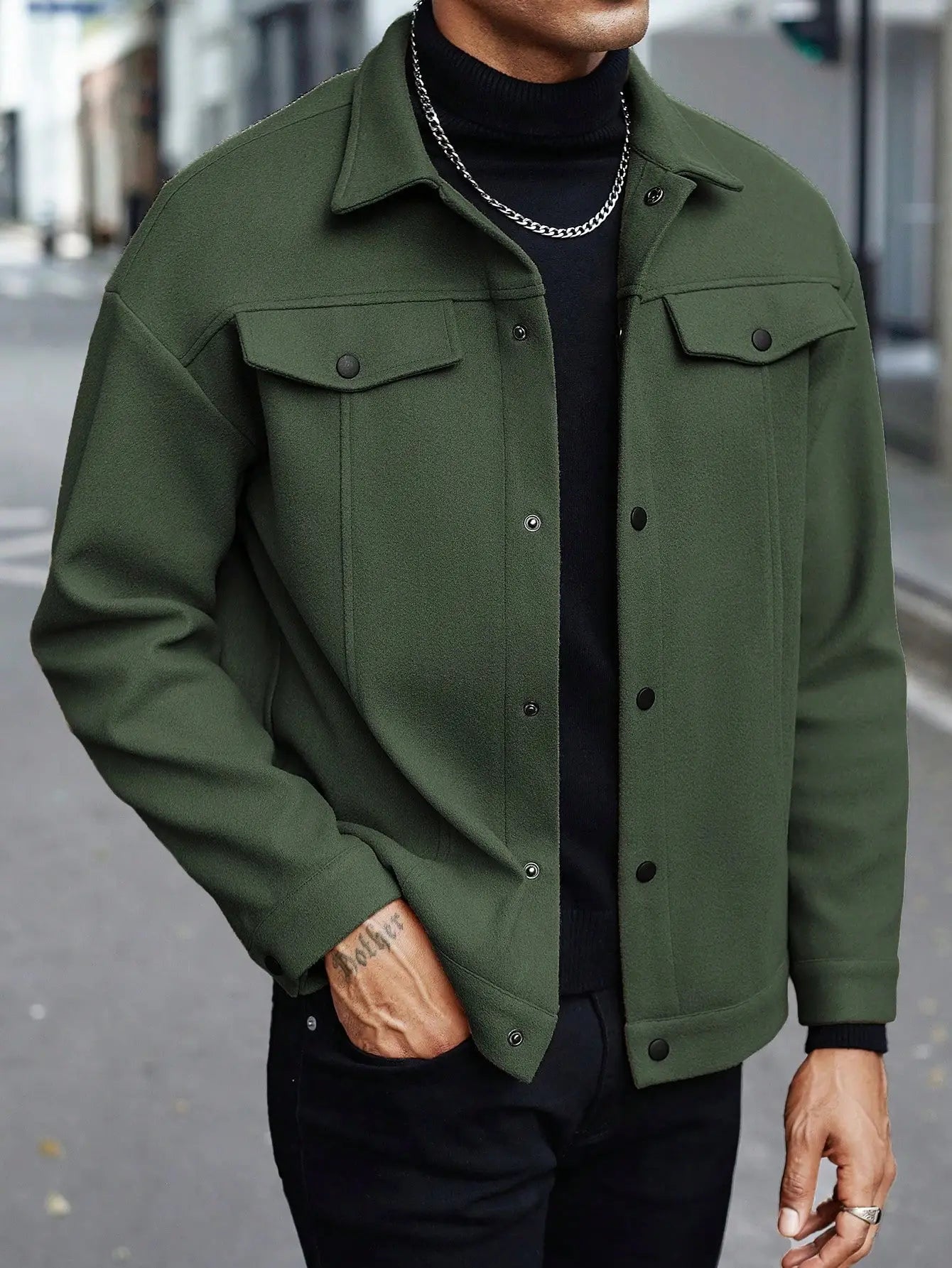 Versatile Autumn-Winter Men's Wool Blend Notched-Lapel Jacket (Casual & Business)